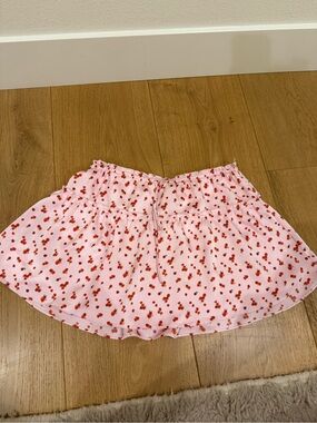 Aritzia Sunday Best Pink Mini Skirt with Red Floral Print